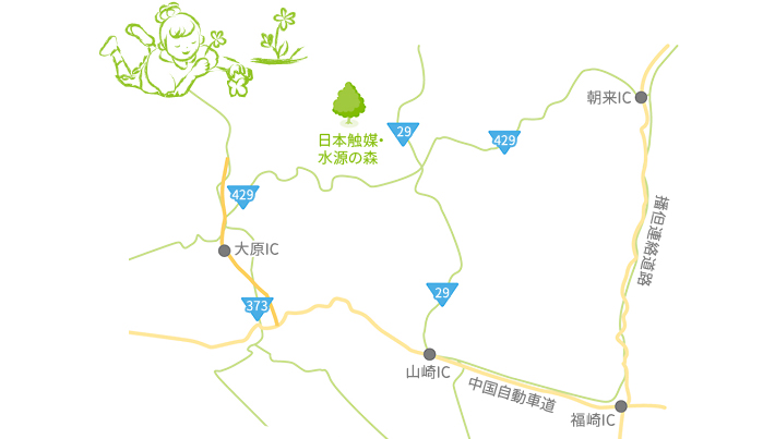 日本触媒水源の森の地図